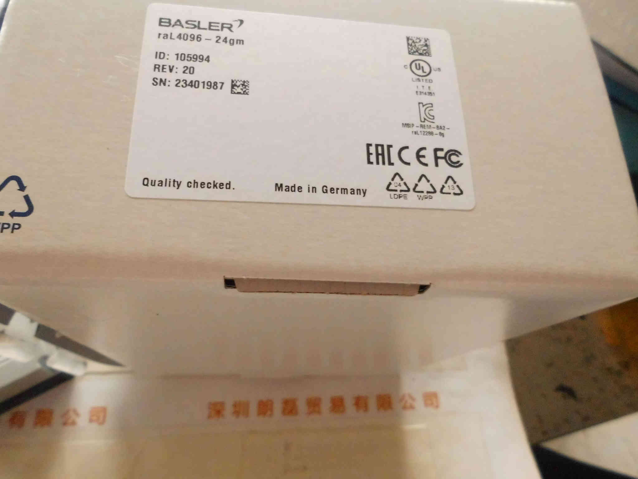 BALSER巴斯勒  raL4096-24gm  工业相机